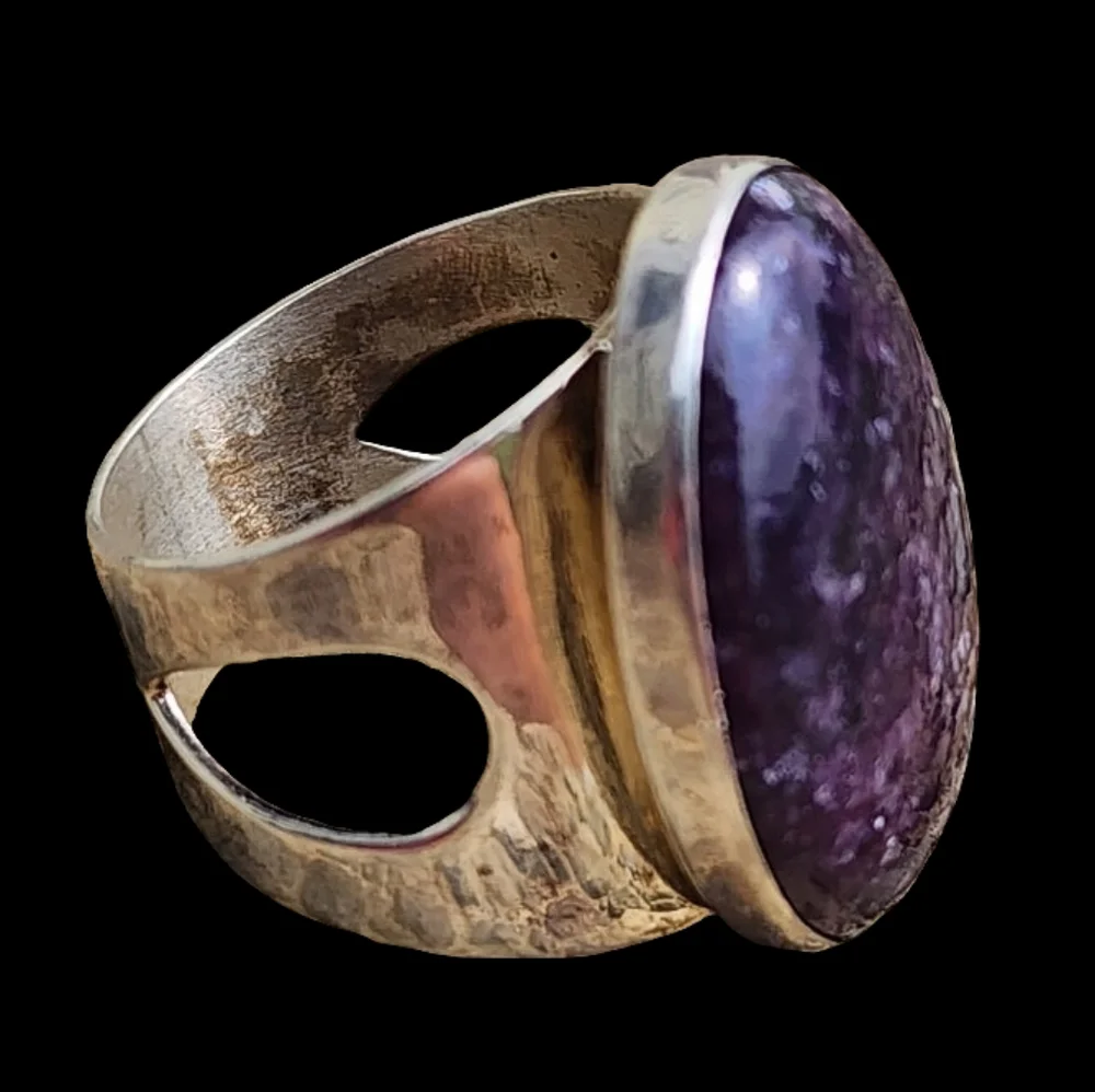 Jay King Sterling Silver Chunky Purple Lepidolite Ring Sz 7.5 Boho Cowgirl